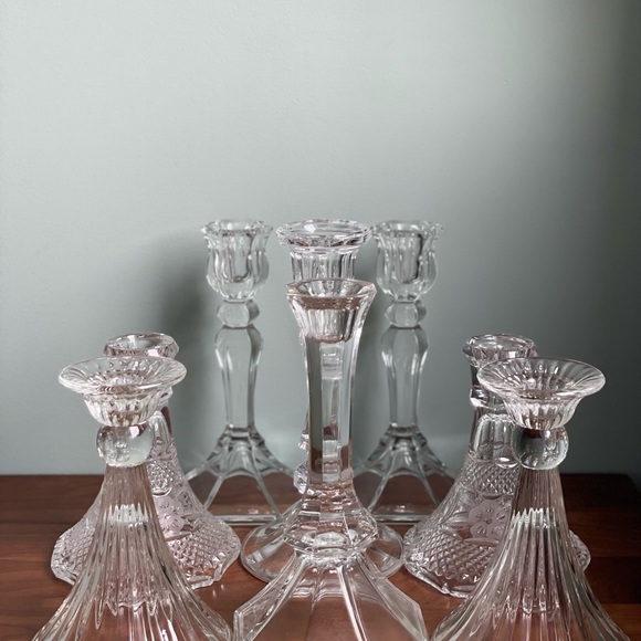 French Crystal Candlesticks,Glass Candleholders, Instant Collection,Gift for Her - Picture 7 of 11